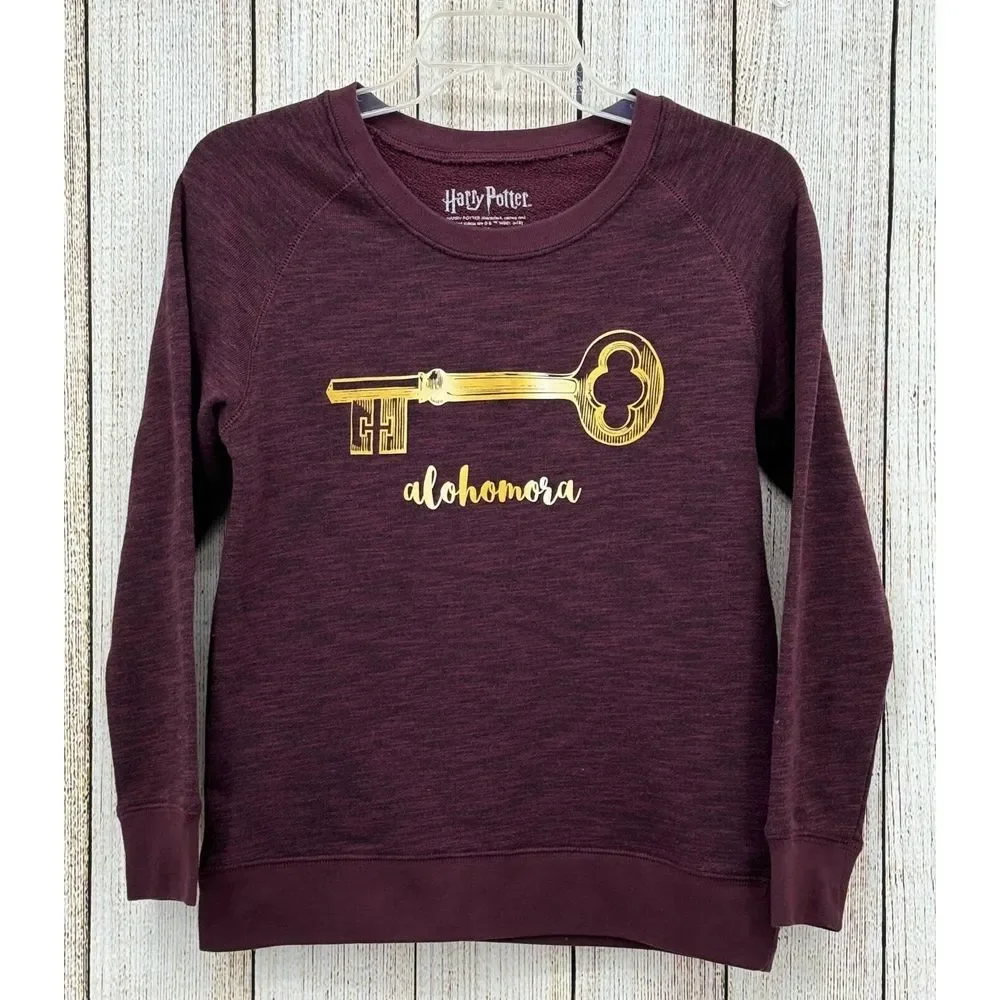 Harry Potter Alohamora‎ Sweatshirt Womens Medium Burgundy Long Sleeve Crew Neck
